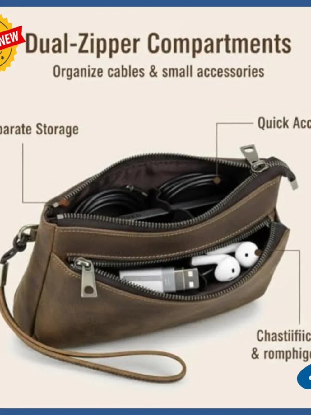 Vintage Leather Clutch Wristlet with RFID Blocking Large Capacity